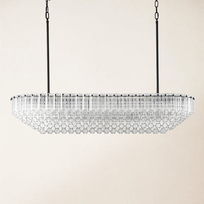 Ethereal Radiance Crystal Rectangular Chandelier 43"L
