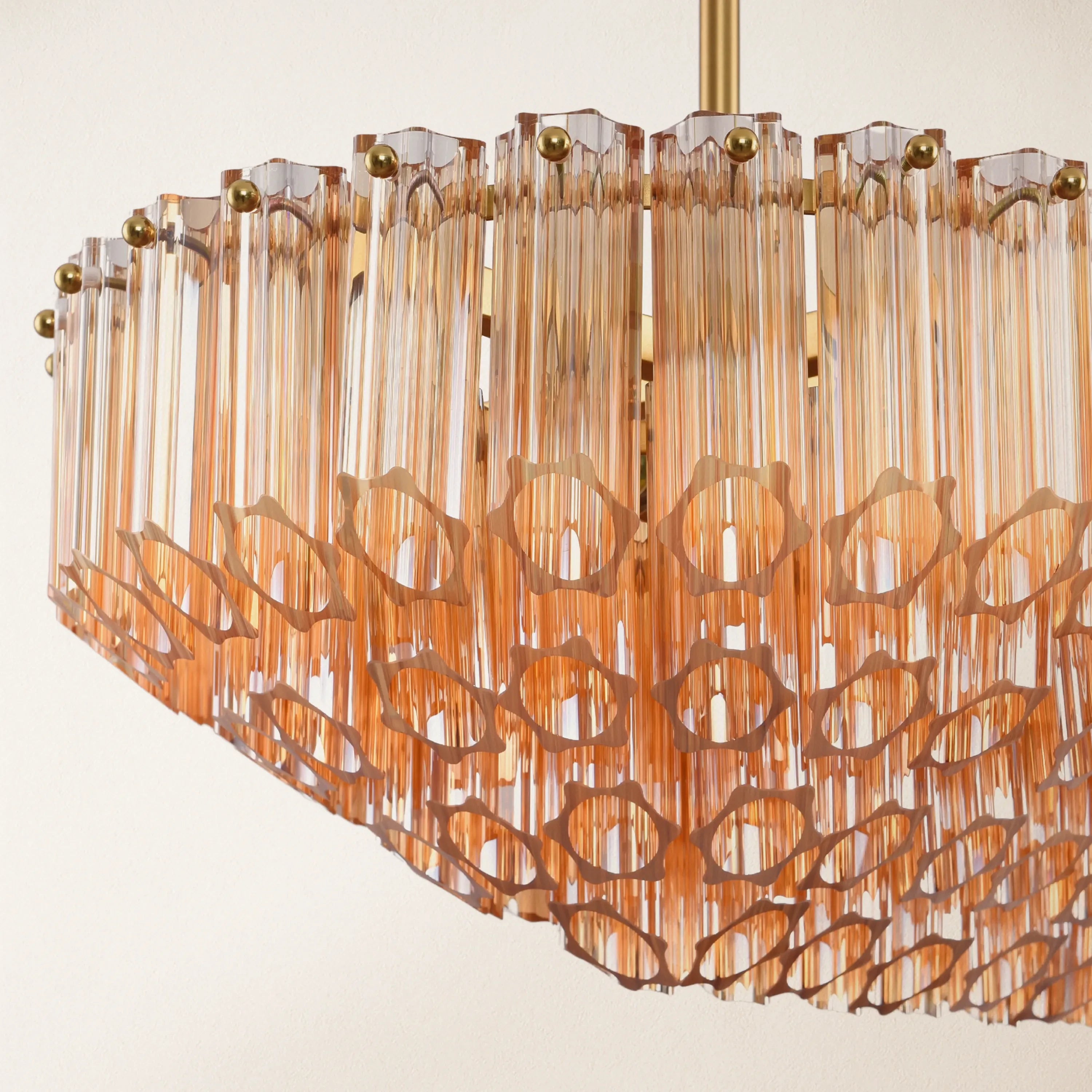 Ethereal Radiance Crystal Rectangular Chandelier 43"L