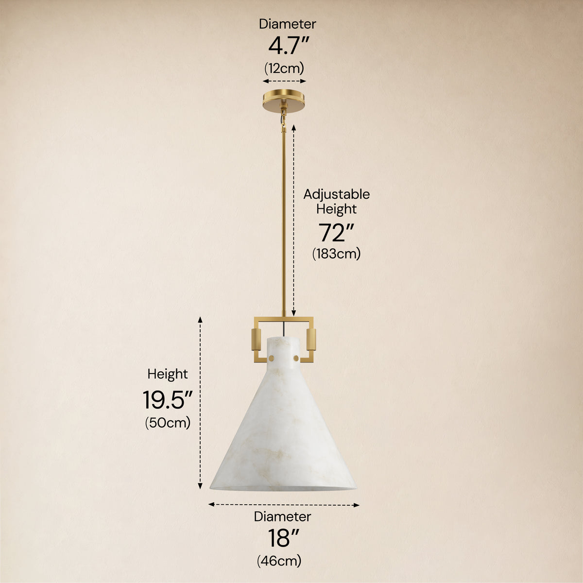 Lioren Resin Cone Pendant Light 18"D