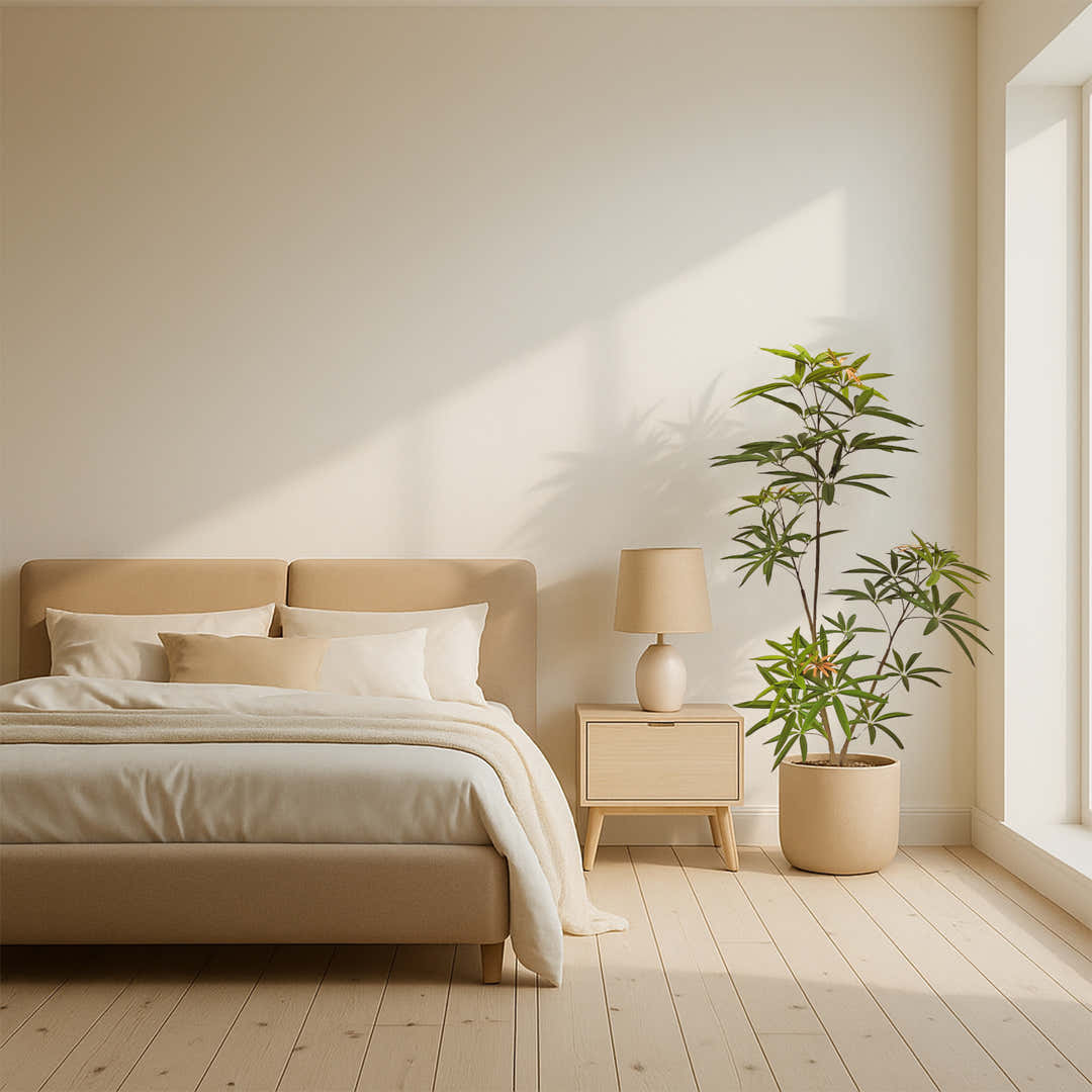 4ft faux tree styled in a compact corner