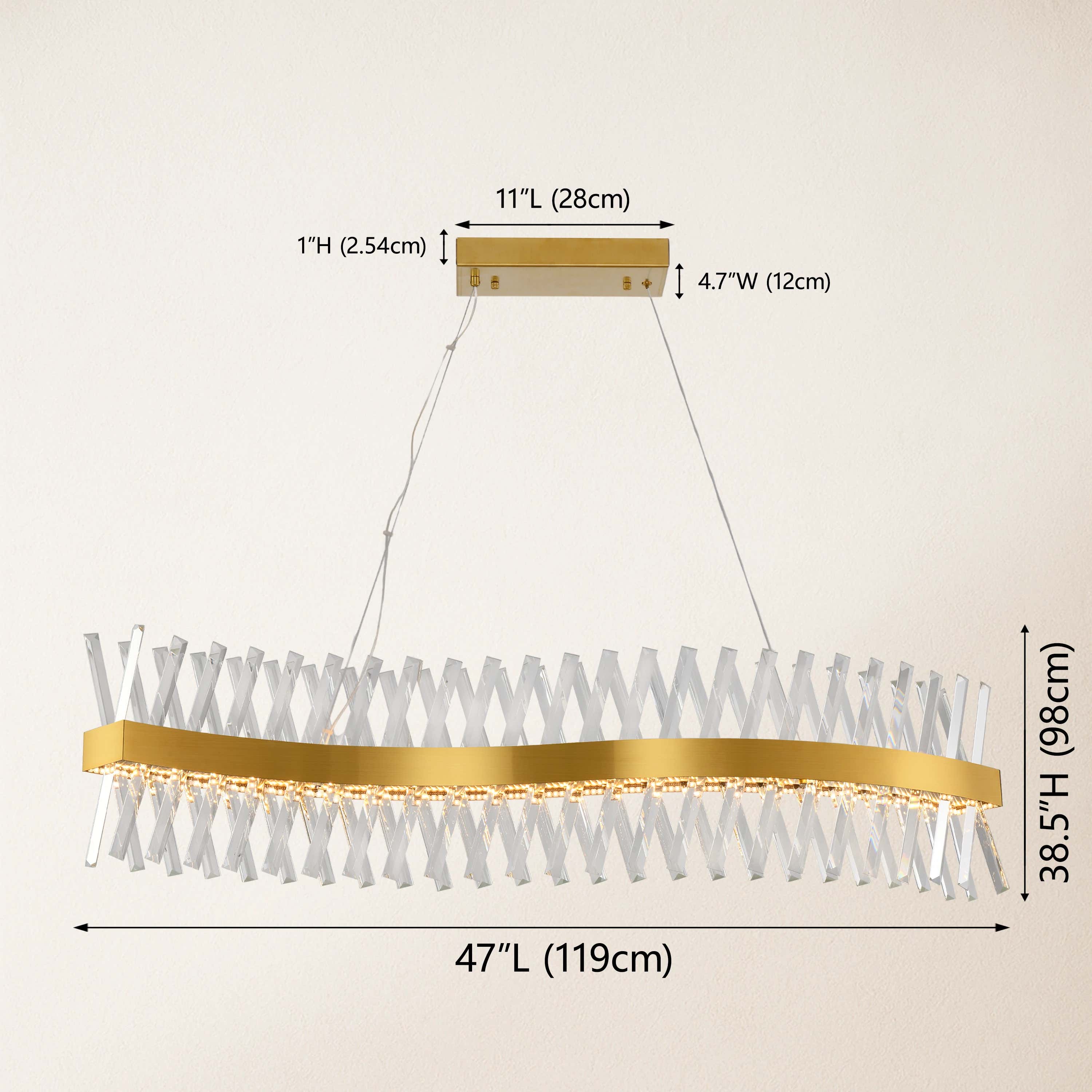 Vetro Prism Crystal Rectangular Chandelier 47"W