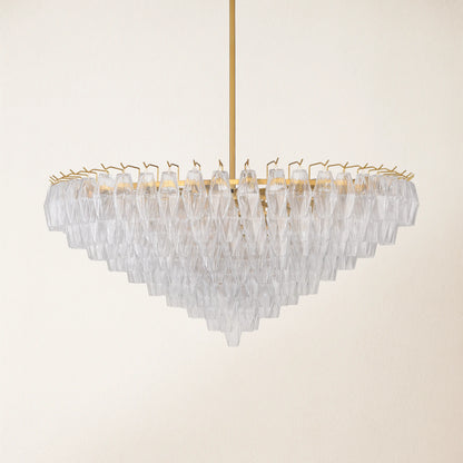 Celestial Drop Round Crystal Glass Chandelier 48"D