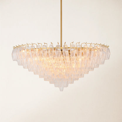Celestial Drop Round Crystal Glass Chandelier 48"D