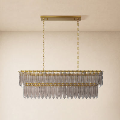 Ardelyne Crystal Leaf Linear Chandelier 48"-60"D 