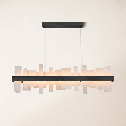 Nocturne Alabaster Rectangular Chandelier 48"