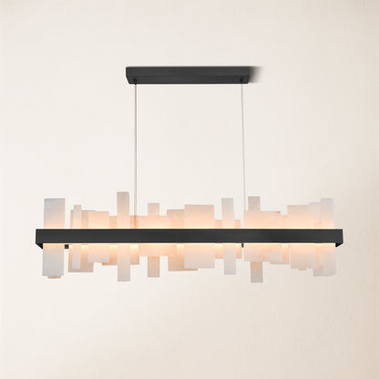 Nocturne Alabaster Rectangular Chandelier 48"