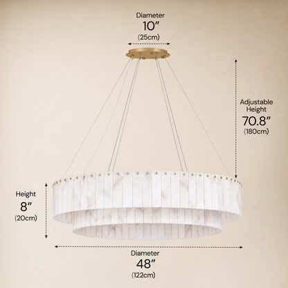 Sawyer Alabaster Custom Round Chandelier 24" 48"D