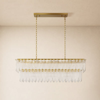 Ardelyne Crystal Leaf Linear Chandelier 48"-60"D 