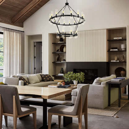 Cylora Glass Tube 2-Tier Round Chandelier 48"D