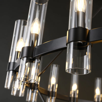 Cylora Glass Tube 2-Tier Round Chandelier 48"