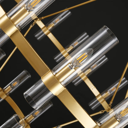Cylora Glass Tube 2-Tier Round Chandelier 48"