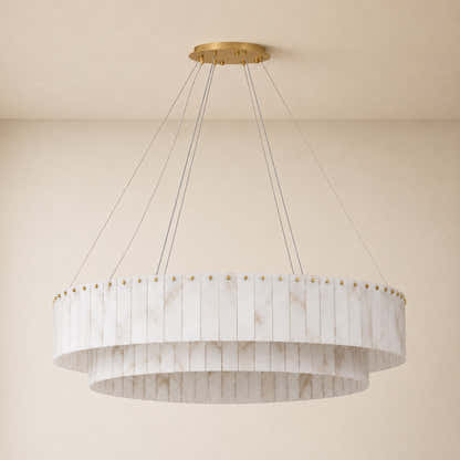 Sawyer Alabaster Custom Round Chandelier 24" 48"D
