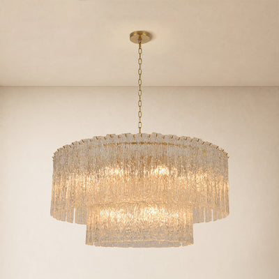 Aurellise Textured Glass Tiered Round Chandelier 48"D