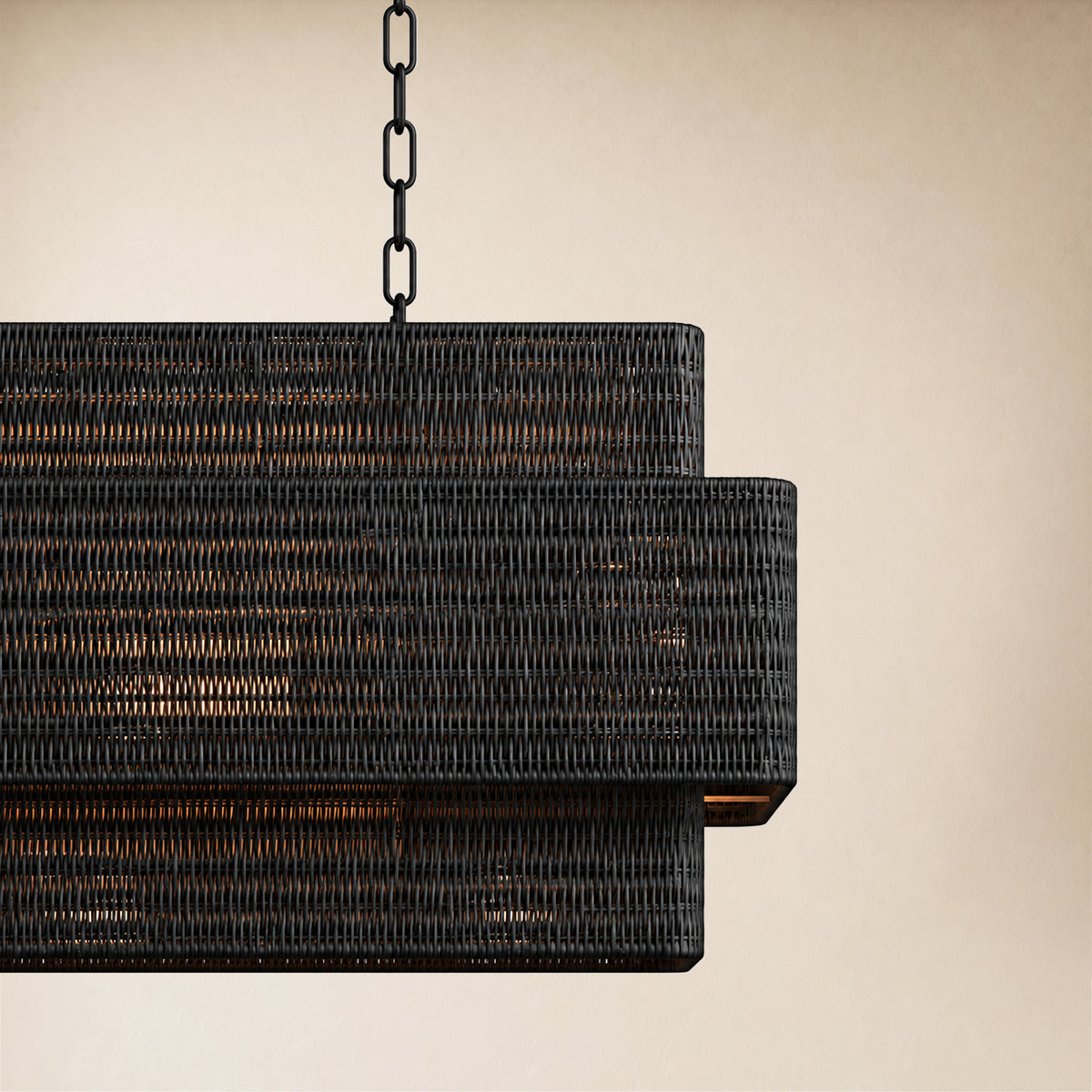 Cavana Rattan Tiered Rectangular Chandelier 48"W