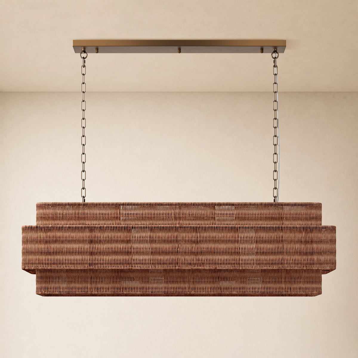 Cavana Rattan Tiered Rectangular Chandelier 48"W 