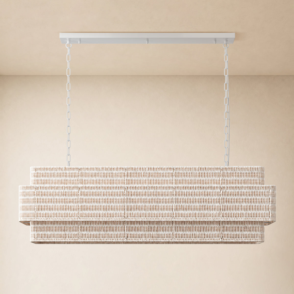Cavana Rattan Tiered Rectangular Chandelier 48"W 