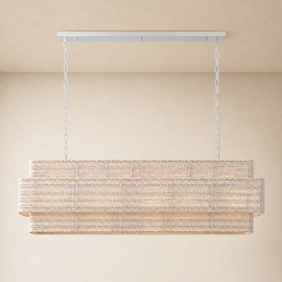 Cavana Rattan Tiered Rectangular Chandelier 48"W 