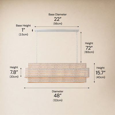 Cavana Rattan Tiered Rectangular Chandelier 48"W 