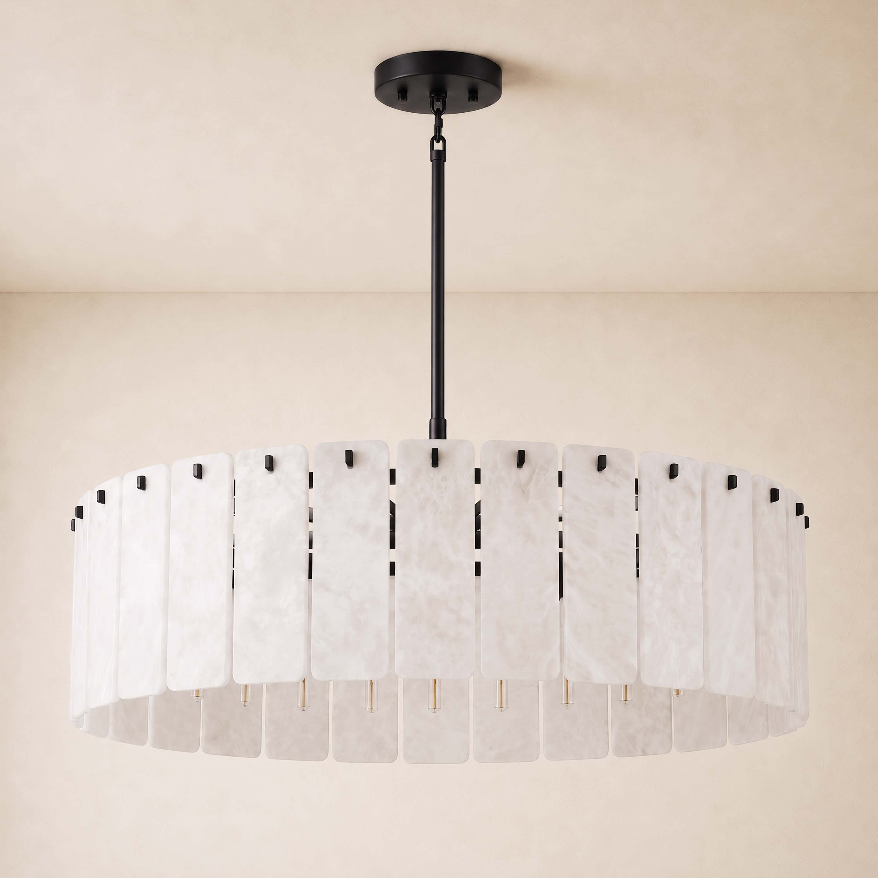 Lunara Alabaster Round Customize Chandelier 48"D 59"D