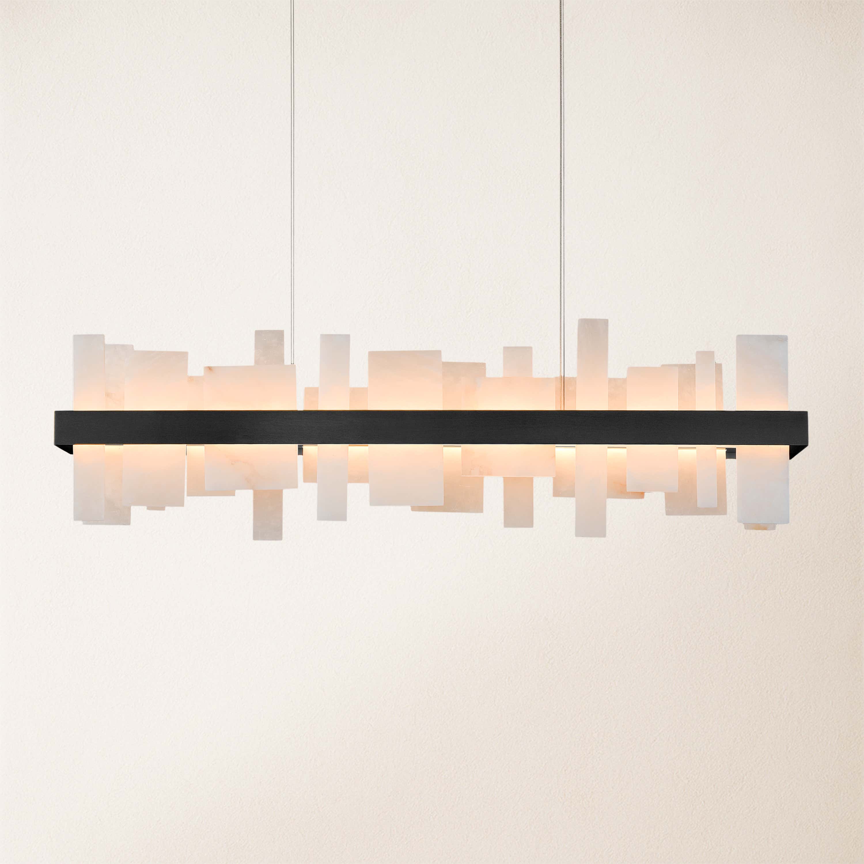 Nocturne Alabaster Rectangular Chandelier 48"