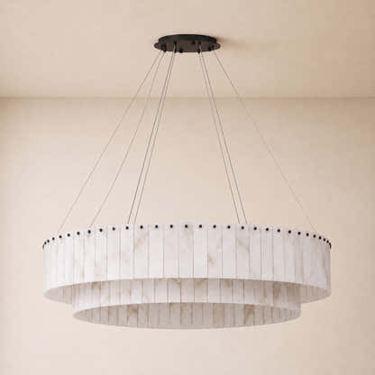 Sawyer Alabaster Custom Round Chandelier 24" 48"D