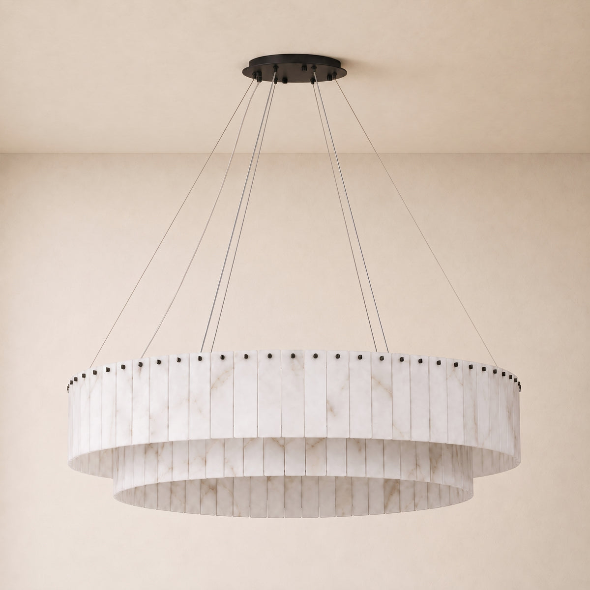 Sawyer Alabaster Custom Round Chandelier 24" 48"D