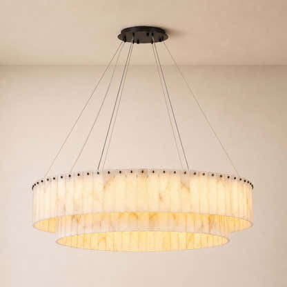 Sawyer Alabaster Custom Round Chandelier 24" 48"D