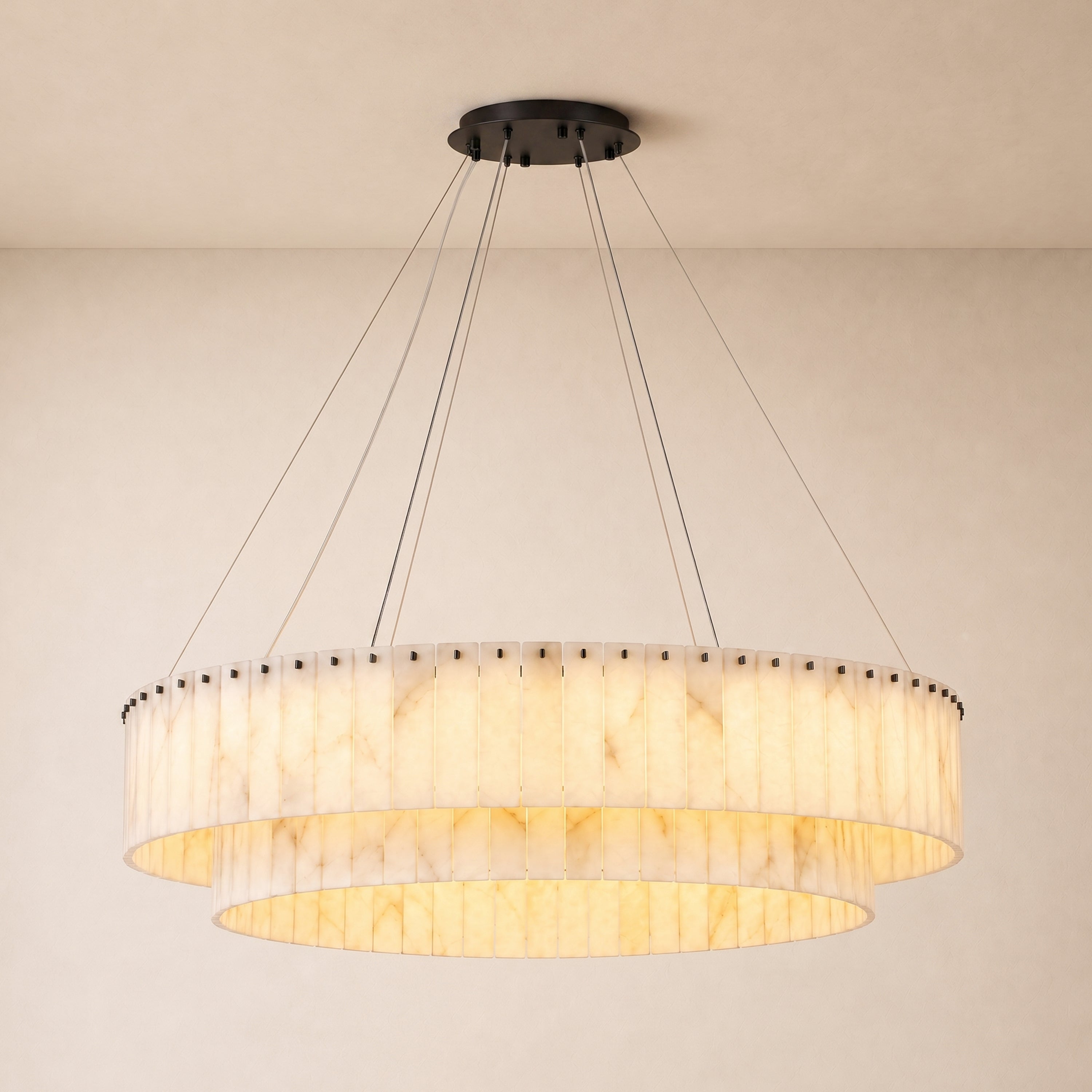 Sawyer Alabaster Custom Round Chandelier 24" 48"D