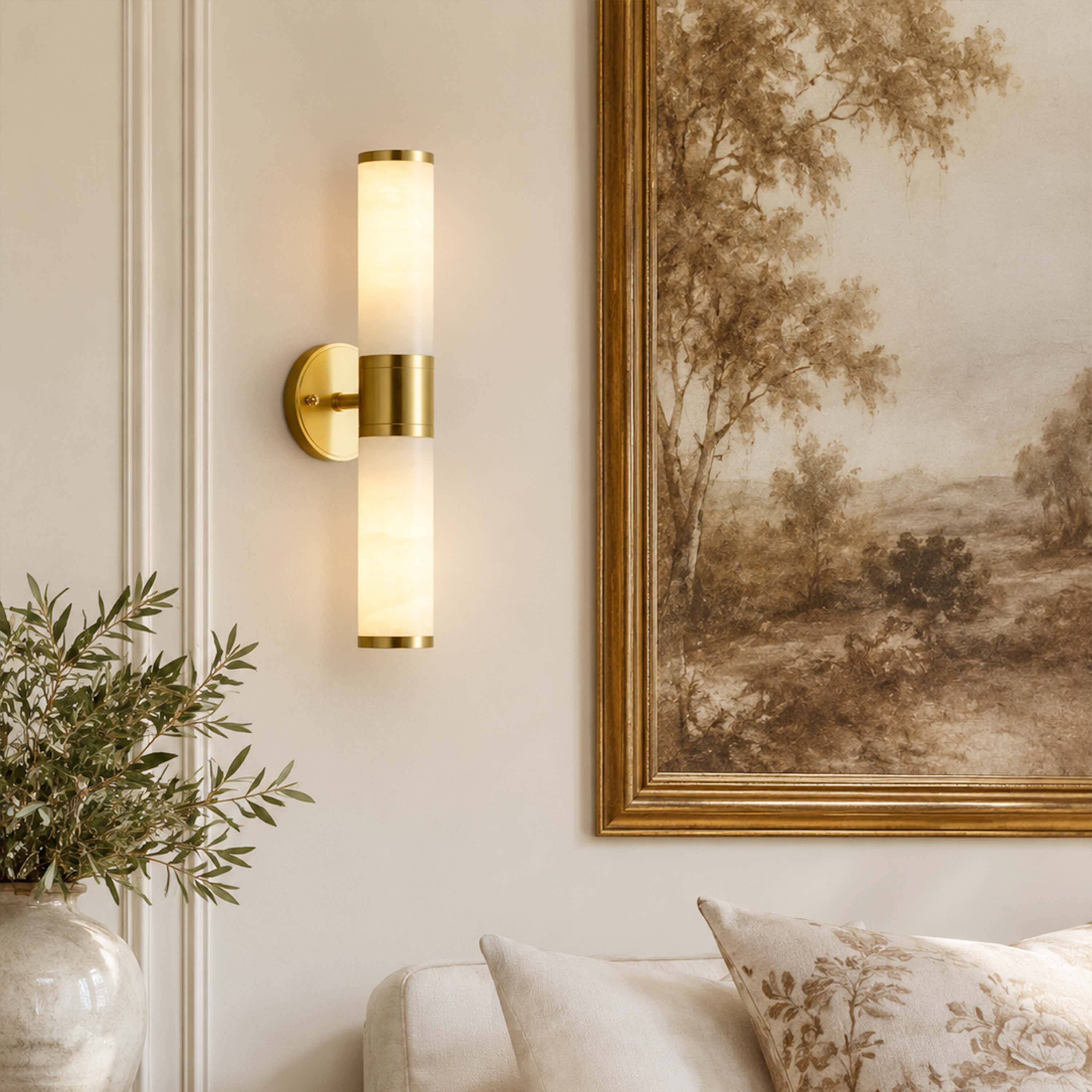 Aventra Alabaster Cylindrical Wall Sconce