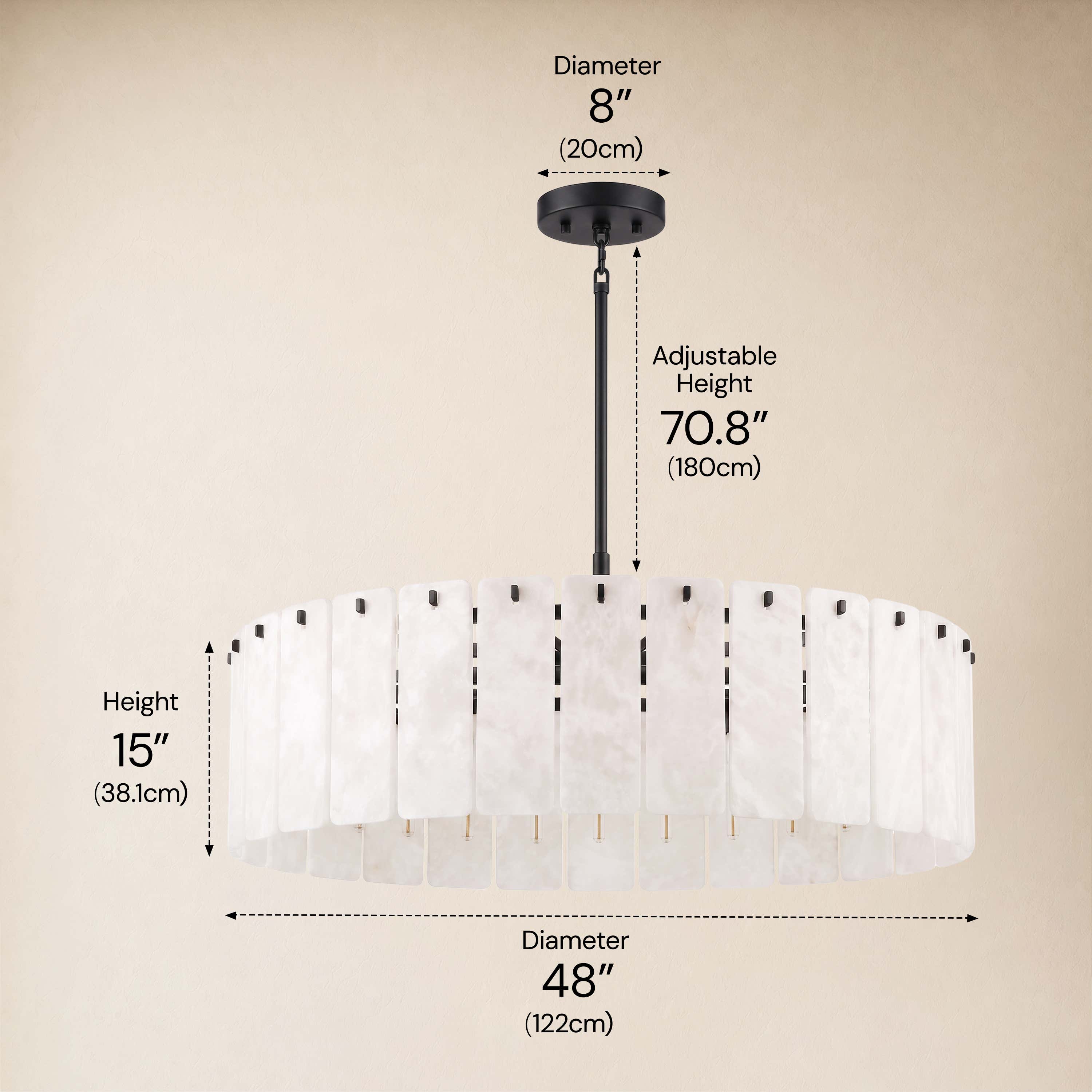 Lunara Alabaster Round Customize Chandelier 48"D 59"D