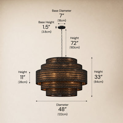 Cavana Rattan Tiered Round Chandelier 48"D