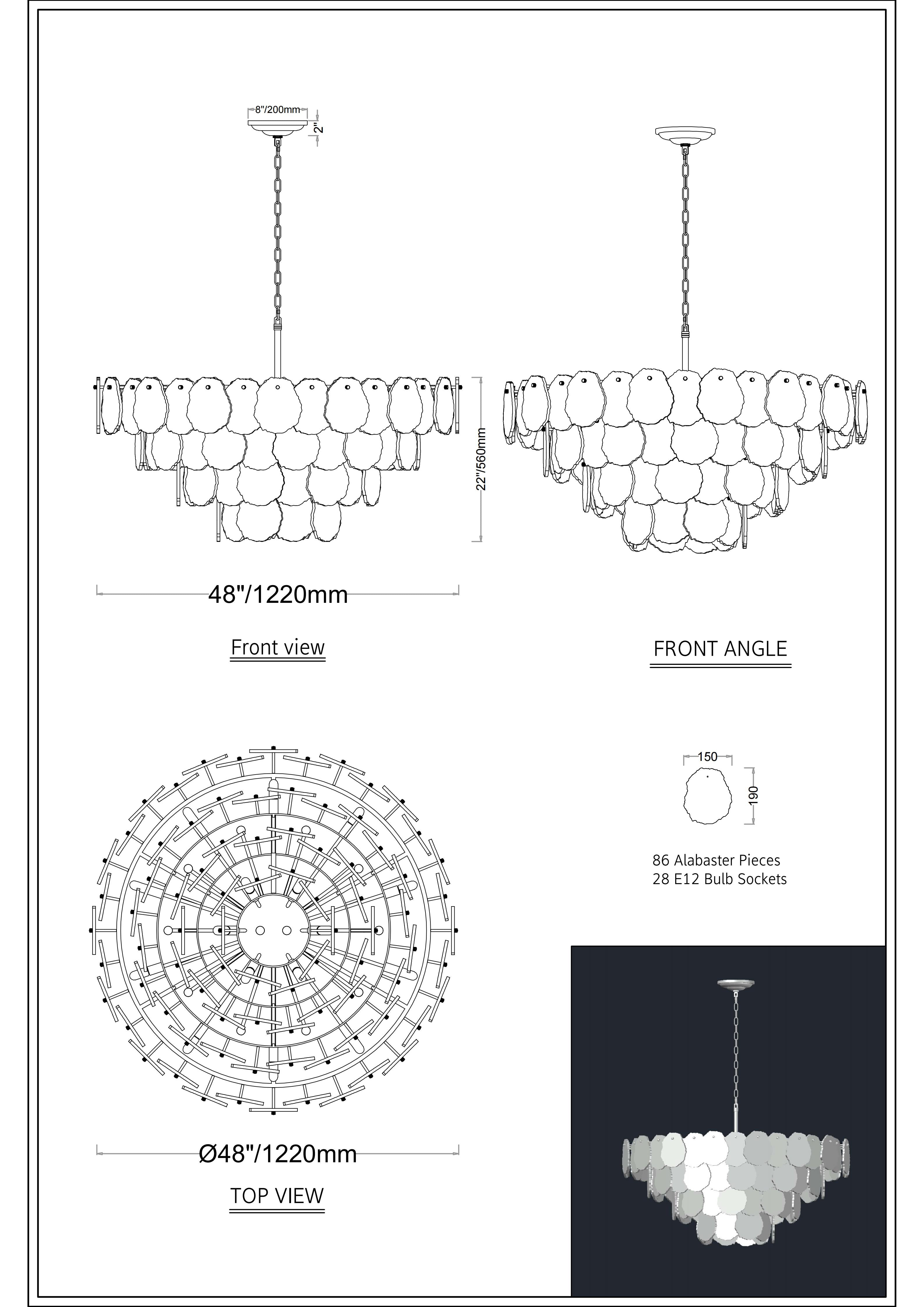 Moira Alabaster Multi-Tier Round Chandelier 48"D