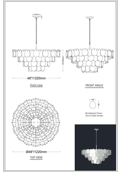 Moira Alabaster Multi-Tier Round Chandelier 48"D