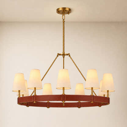 Corvella Leather Custom Round Chandelier 48" 60"W