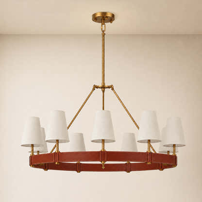 Corvella Leather Custom Round Chandelier 48" 60"W