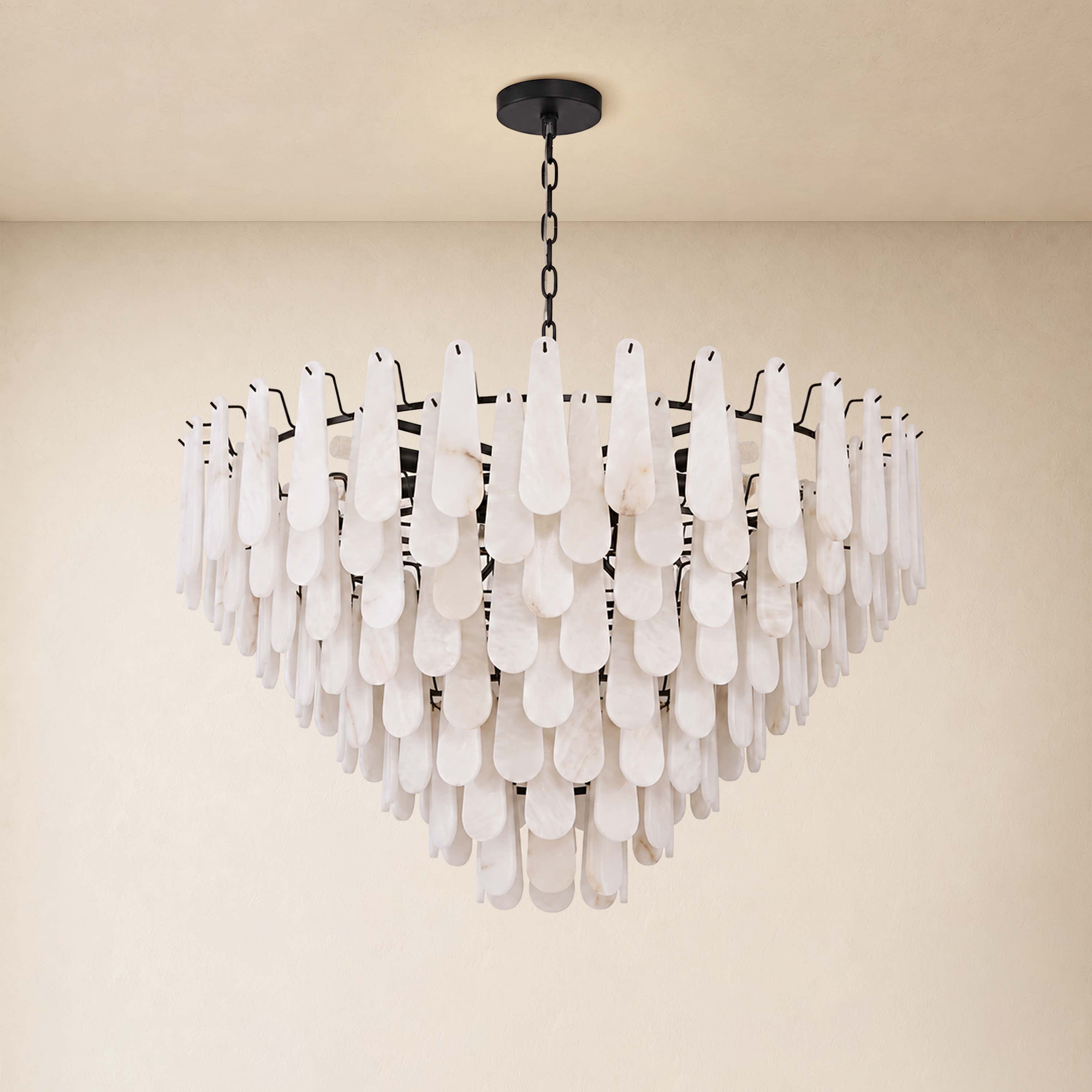 Caldera Alabaster Custom Round Chandelier 48"D 58"D