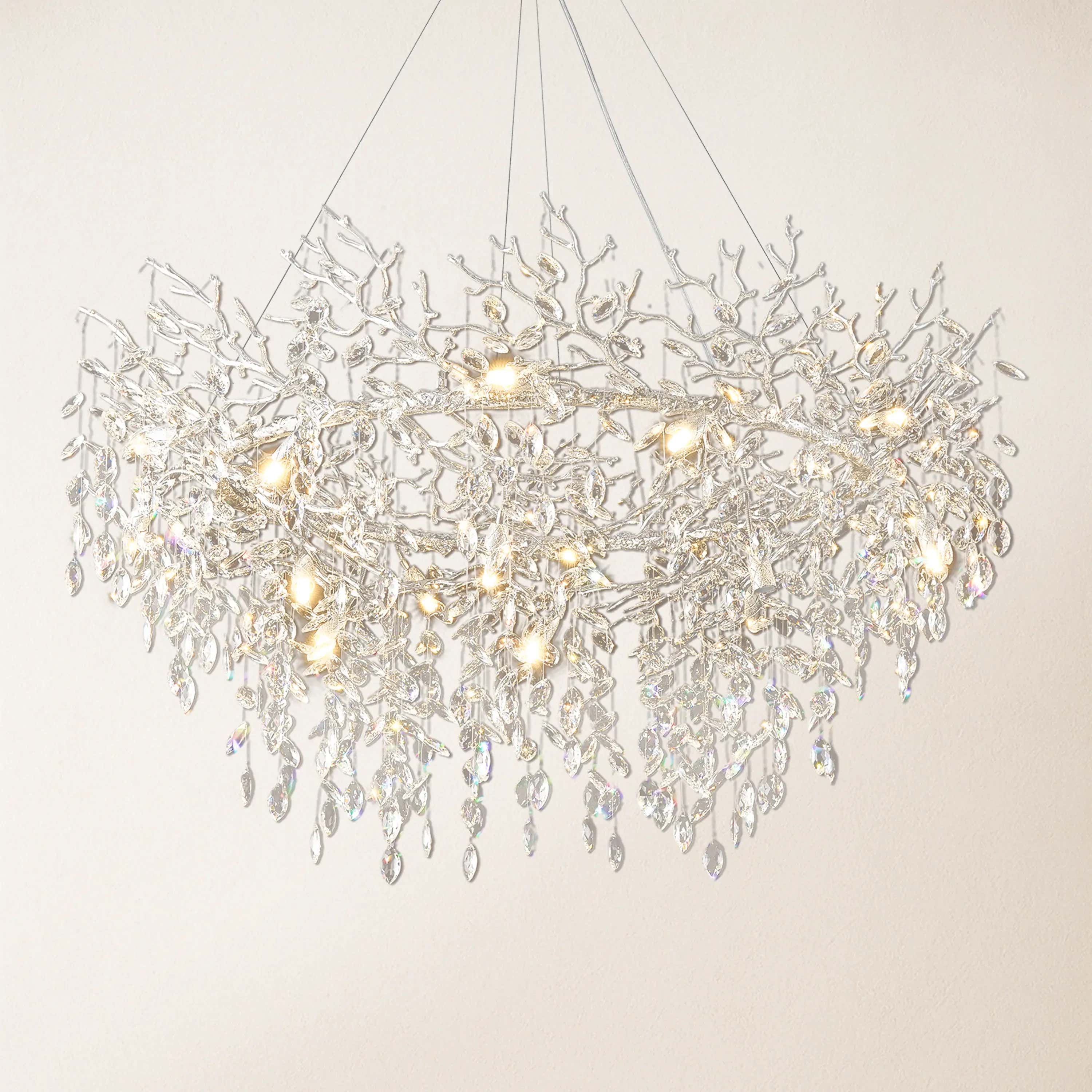 Frostleaf Crystal Branch Halo Chandelier 47"D