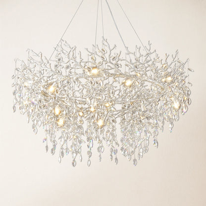 Frostleaf Crystal Branch Halo Chandelier 48"D