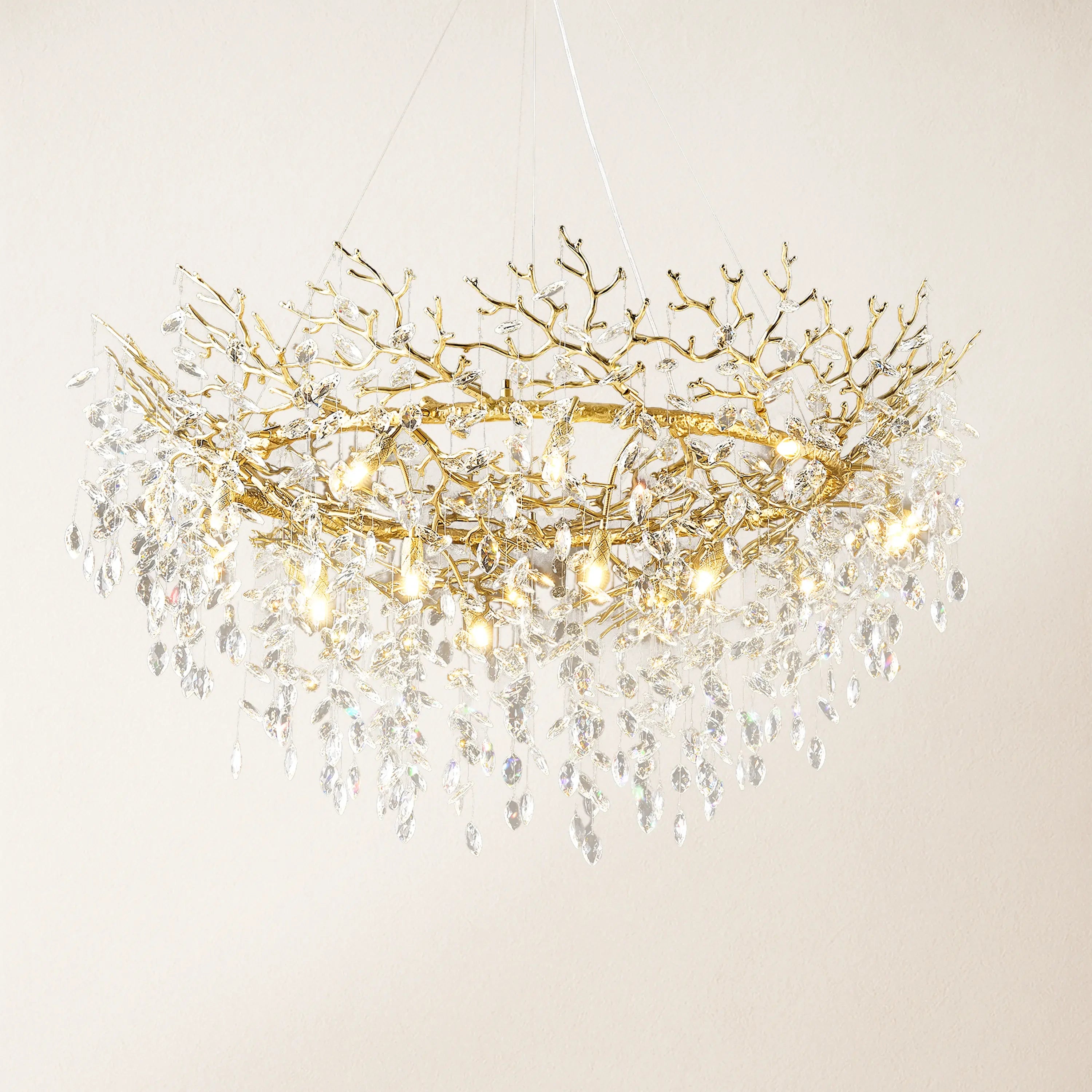 Frostleaf Crystal Branch Halo Chandelier 48"D
