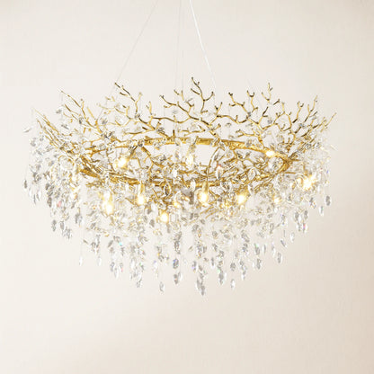 Frostleaf Crystal Branch Halo Chandelier 48"D