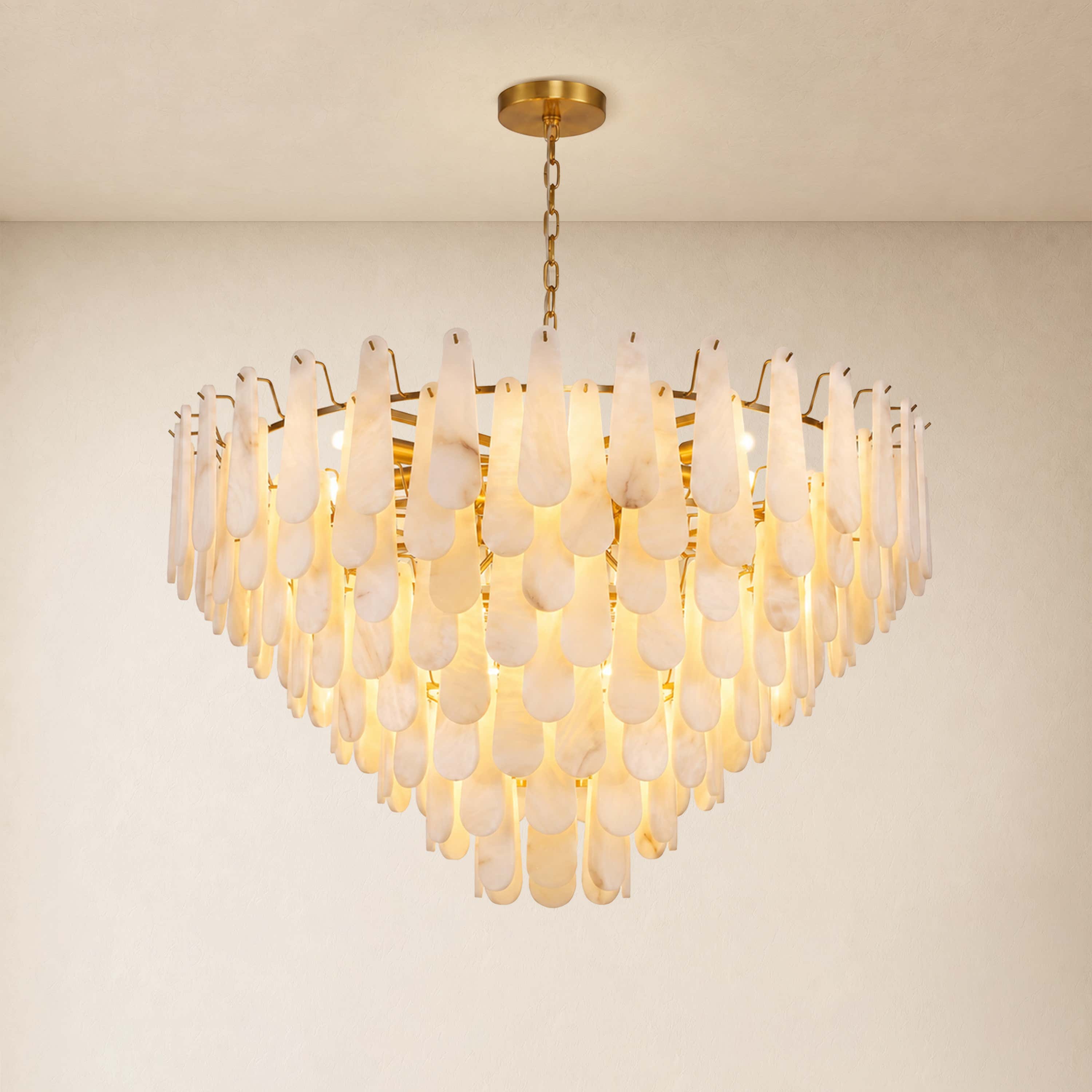 Caldera Alabaster Custom Round Chandelier 48"D 58"D