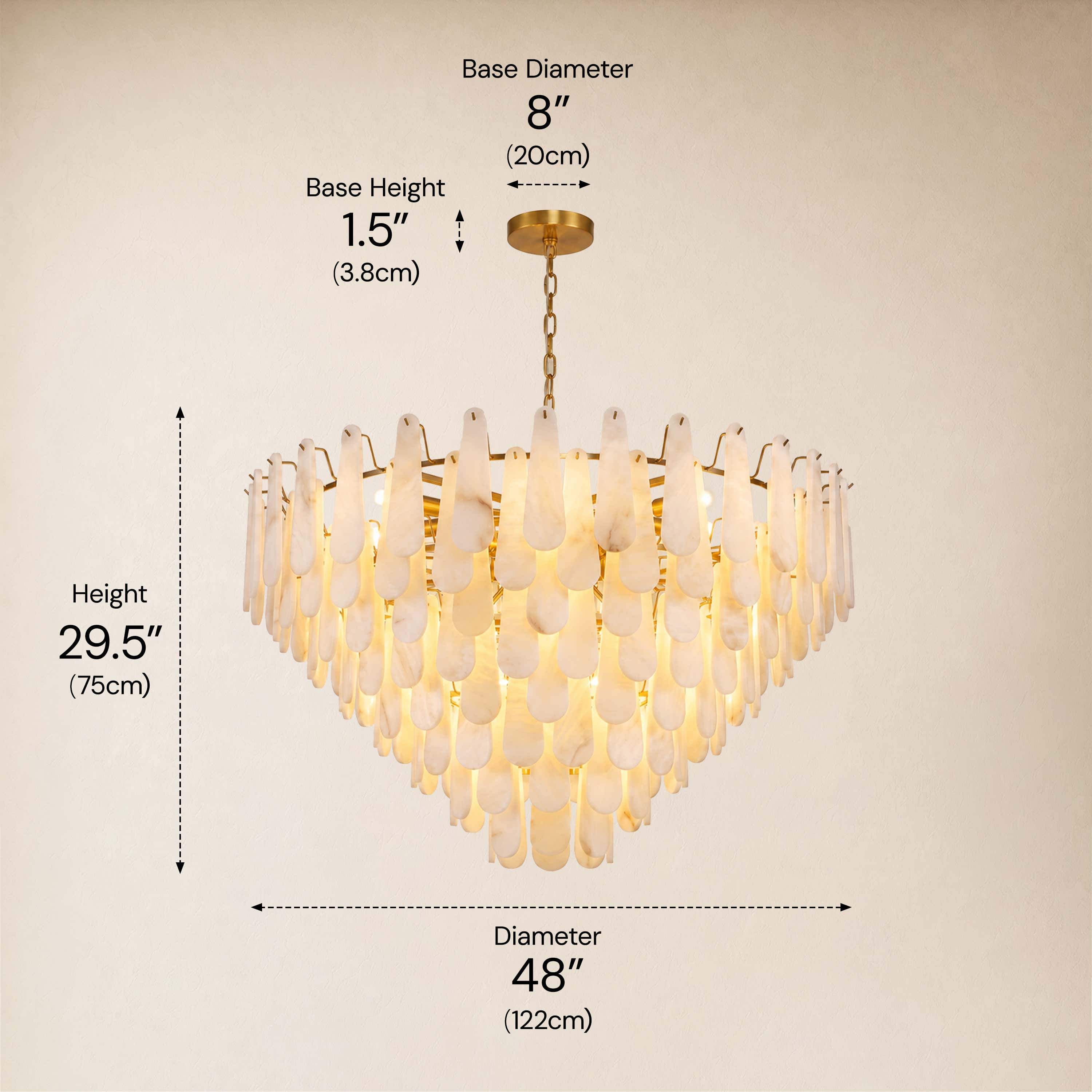 Caldera Alabaster Custom Round Chandelier 48"D 58"D