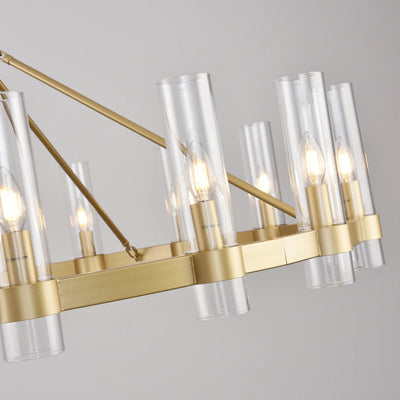 Cylora Glass Tube Round Chain Chandelier 48"D