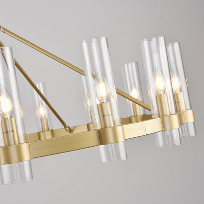 Cylora Glass Tube Round Chain Chandelier 48"