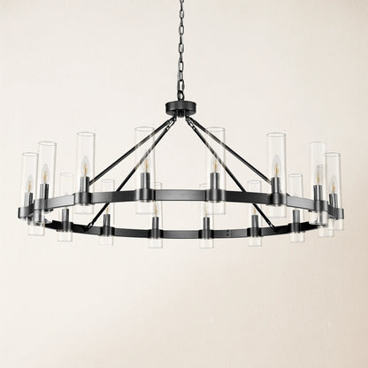 Cylora Glass Tube Round Chain Chandelier 48"