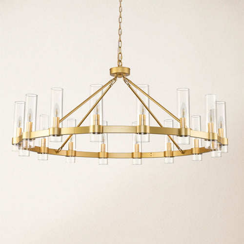 Cylora Glass Tube Round Chain Chandelier 48"