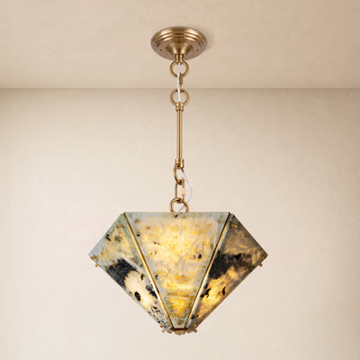 Pietra Green Marble Hexagonal Lantern Pendant 15.7"D