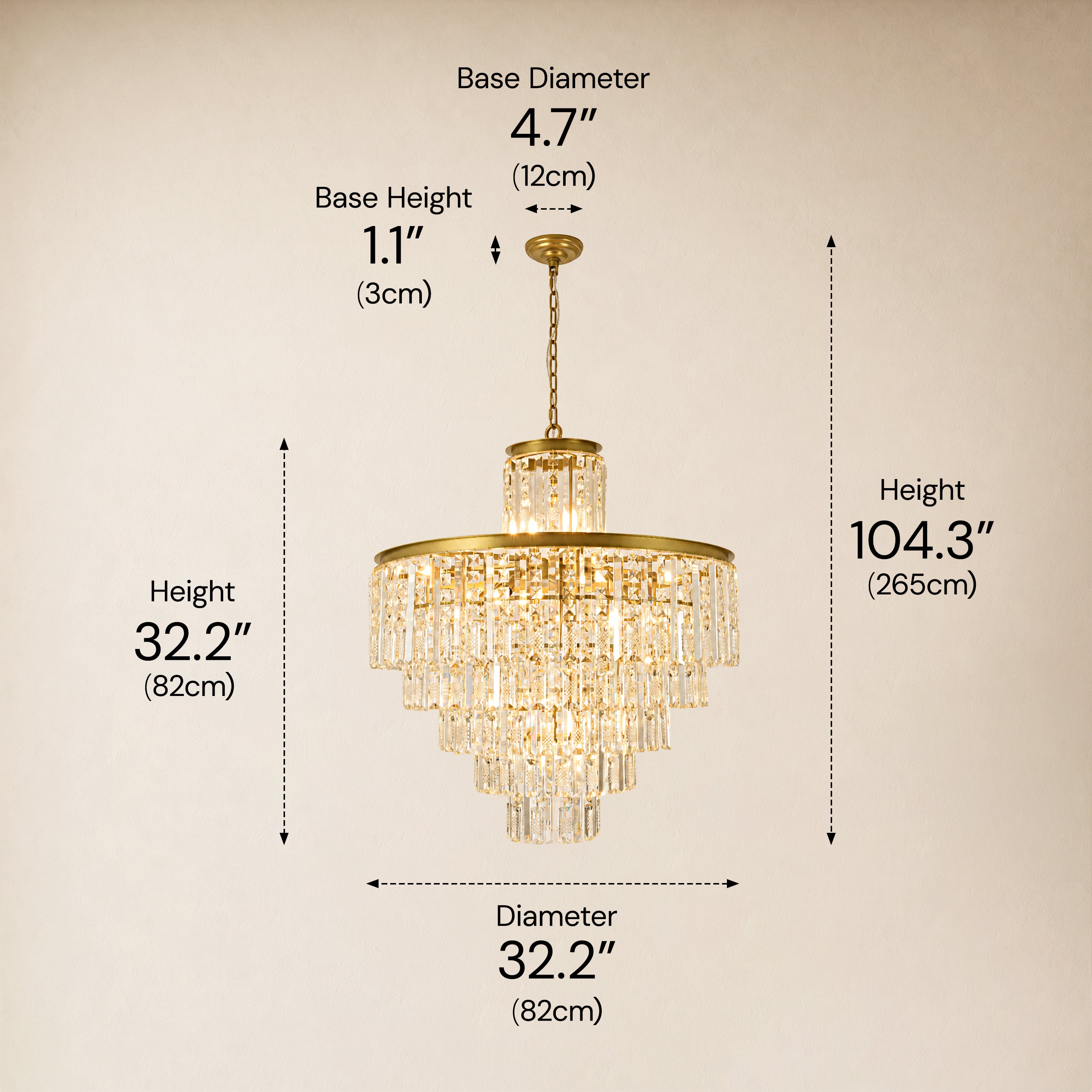 Lucentra Crystal Tiered Round Pendant 32"D
