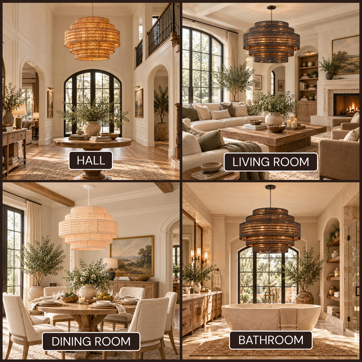Cavana Rattan Tiered Round Chandelier 48"D
