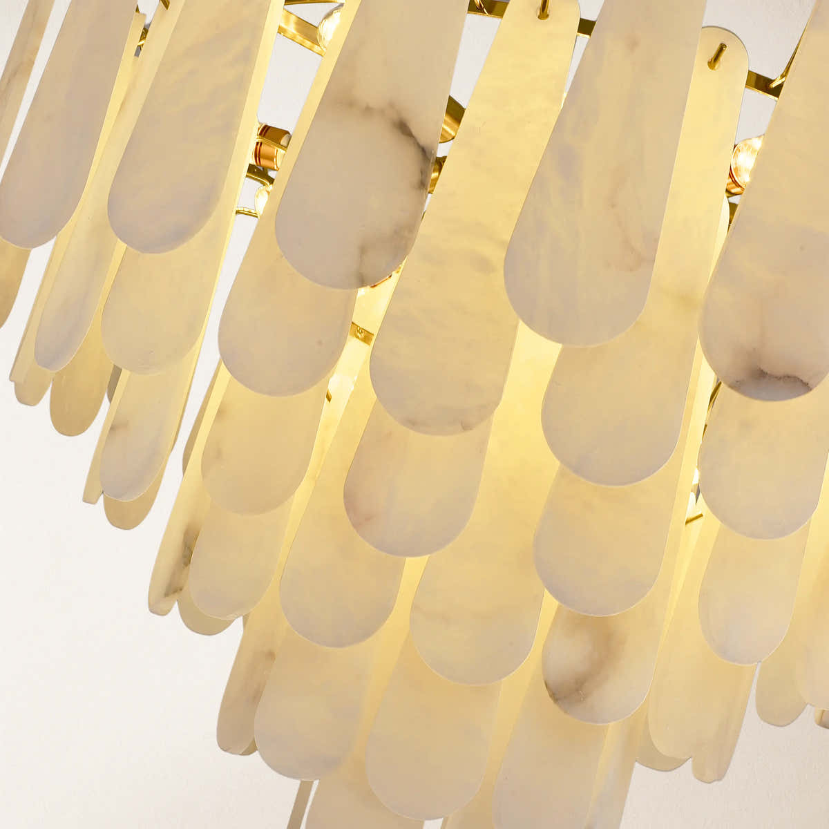 Caldera Alabaster Round Chandelier in a living room